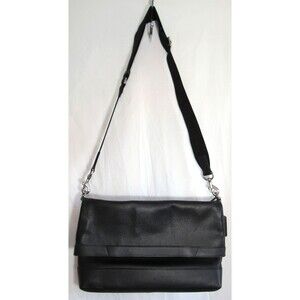 Coach Black Camden Foldover Pebbled Tote Leather Handbag Purse EUC